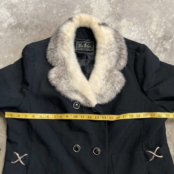 Fox Wers Philadelphia Andover Alnorna Coat Womens 12 Black Fur Collar Mid Length - Picture 2 of 12